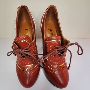FSJ Vintage Ladies Wingtip Oxford Heels Shoes NWOT